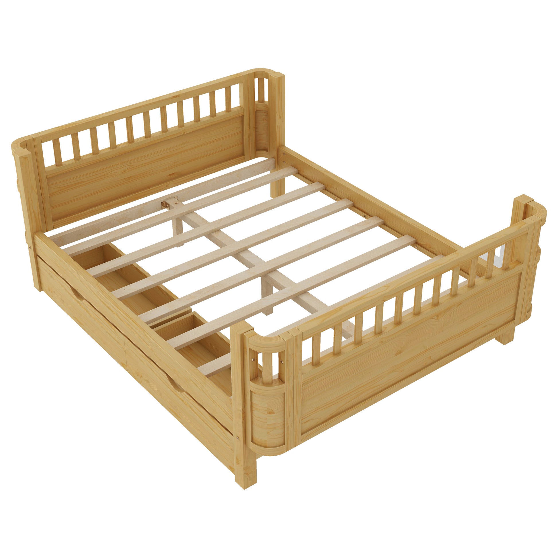 Full Size Wood Platform Bed for Kids, Wood Low Profile Full Bed with Rails for Girls and Boys, Natural (Patented Design),Old SKU W2593P409119 Expect Arrival Date 2026/7/10 image 10