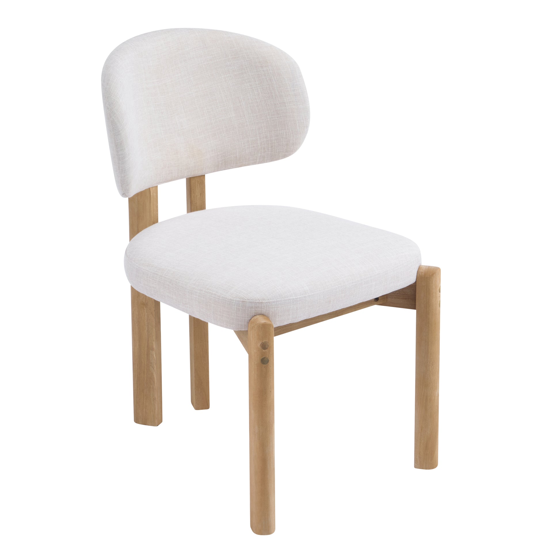 Beige Upholstered Scandinavian Natural Finished Frame Dining Chairs (Set of 2) image 7