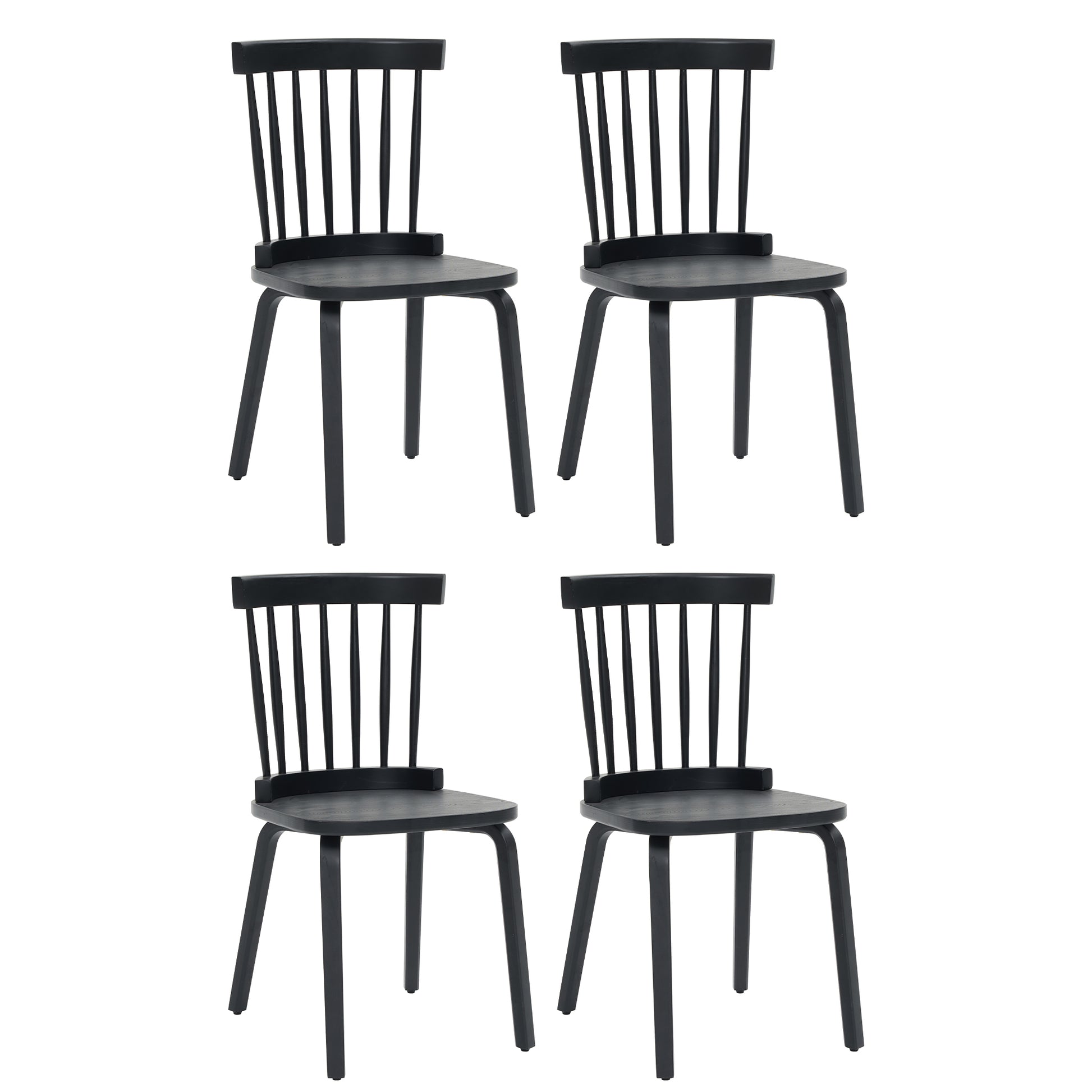 Windsor Dining Chairs Set of 4,Wood Farmhouse Spindle Back, Widen Seat, Mid-Century Modern French Country Style, for Living Room Restaurant, Black image 1
