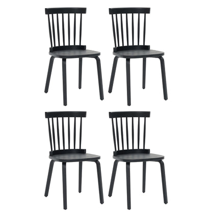 Windsor Dining Chairs Set of 4,Wood Farmhouse Spindle Back, Widen Seat, Mid-Century Modern French Country Style, for Living Room Restaurant, Black image 1
