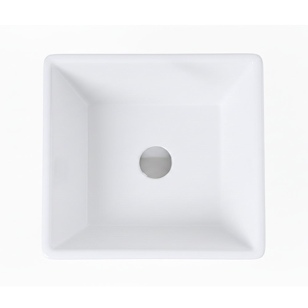 Square Ceramic Basin White Vessel Sink for Bathroom Vanity,16"X16" Beveled Porcelain Sink w/Faucet&Pop Up Drain image 4