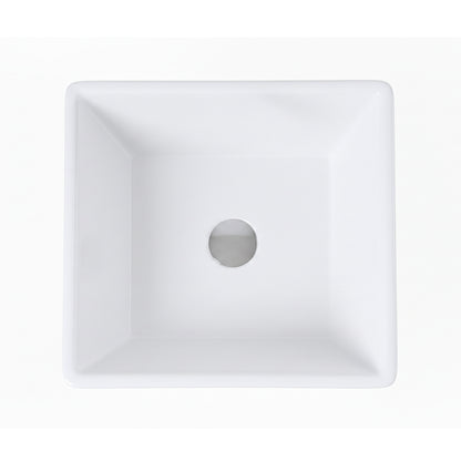Square Ceramic Basin White Vessel Sink for Bathroom Vanity,16"X16" Beveled Porcelain Sink w/Faucet&Pop Up Drain image 4