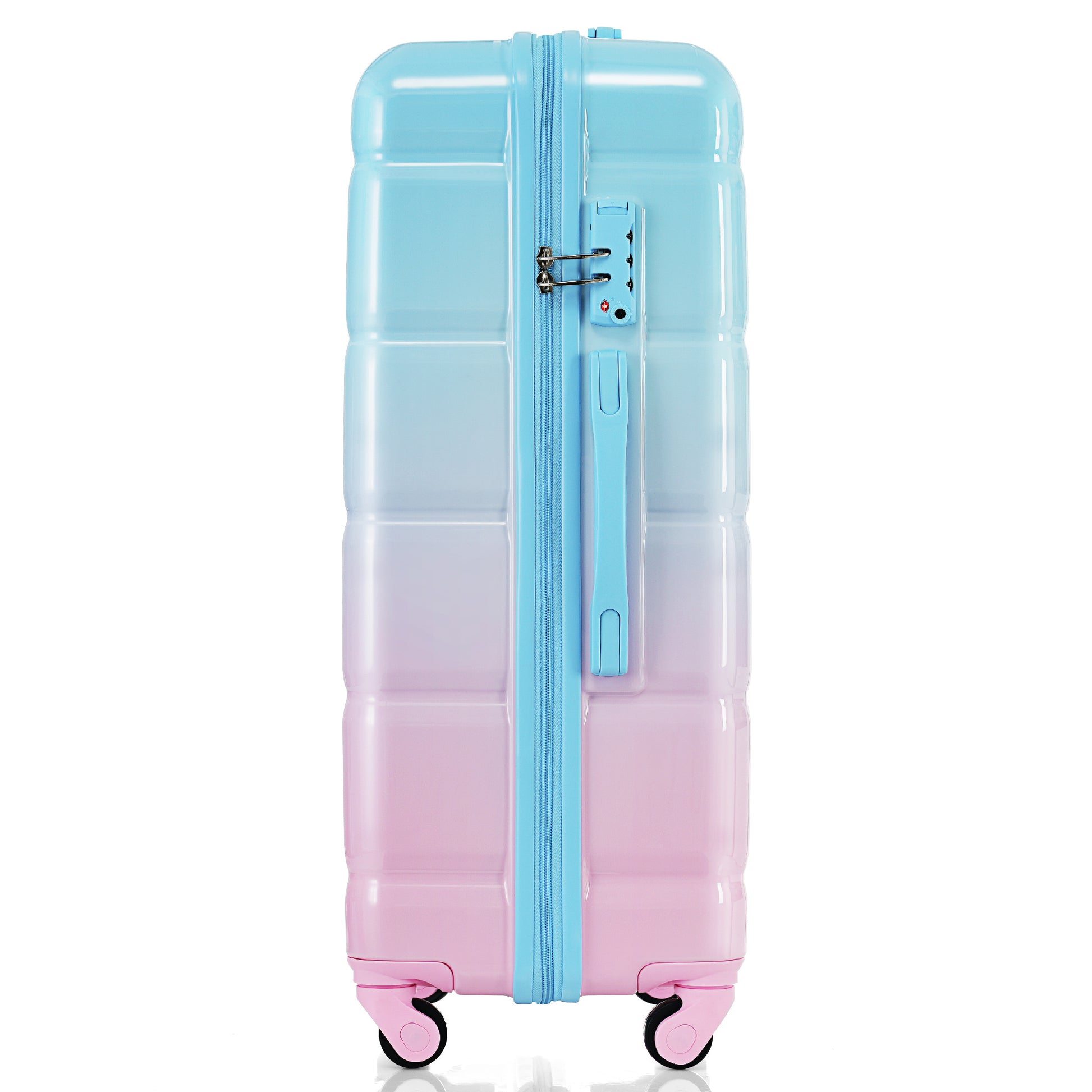 Luggage Set of 3, 20-inch with USB Port, Airline Certified Carry-on Luggage, ABS+PC Hard Shell Luggage with Spinner Wheels, light blue and pink image 7