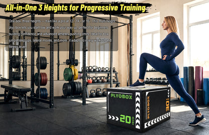 3-in-1 Foam Plyometric Jump Box, 20/24/30 Inch Adjustable Height, Non-Slip Soft Plyo Box for HIIT, Crossfit & Home Gym Training image 3