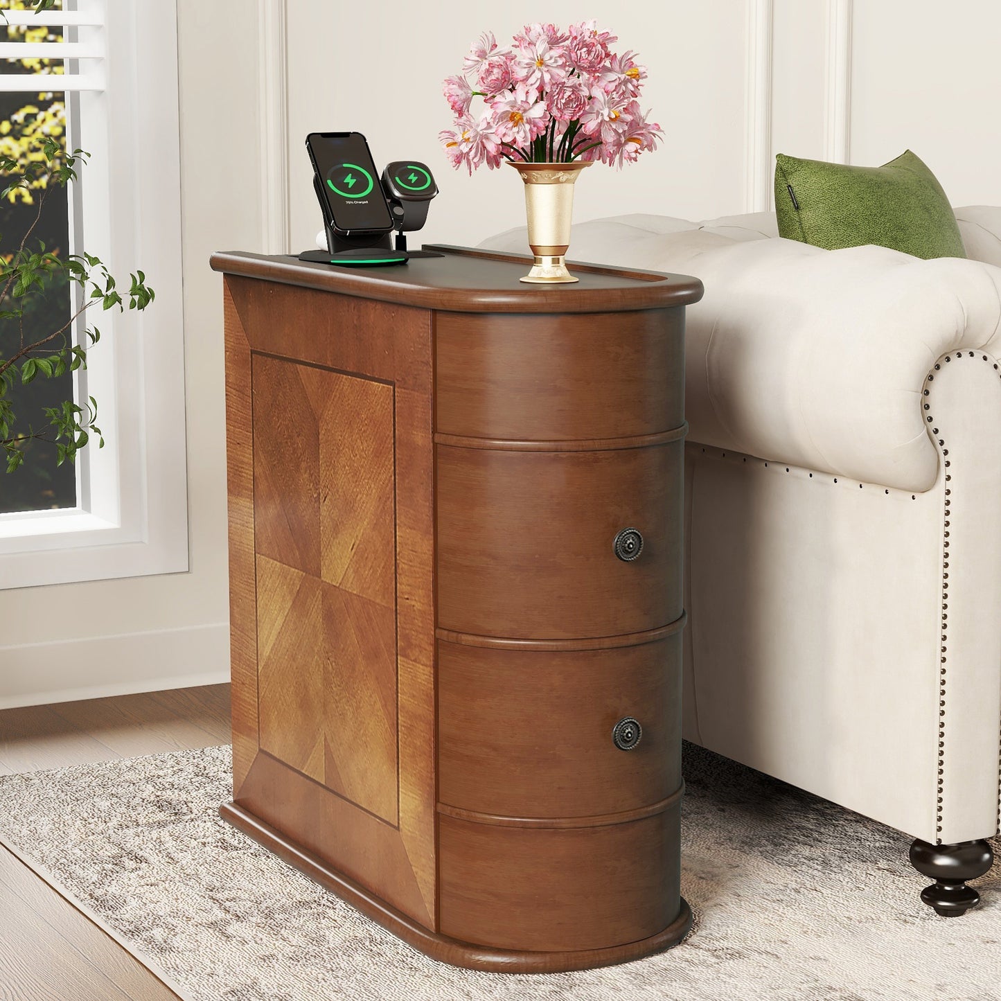 End Table with Charging Station,Sofa Side Table with Drawers, No Assembly Required(Expect Arrival Date 2025/4/16) image 2