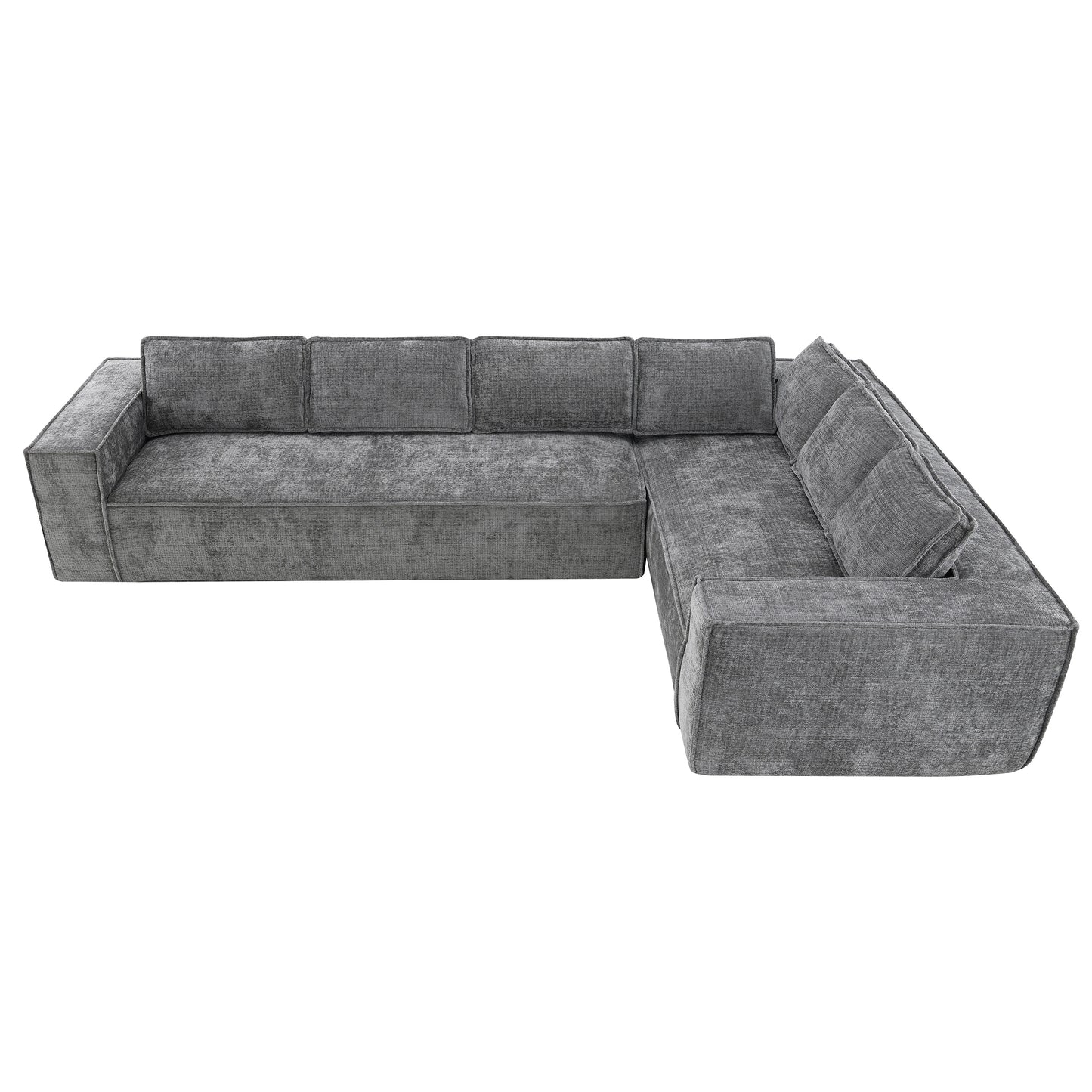 [VIDEO+New]129.5" Minimalist Style Modular Sectional Sofa,6 Seat Wrinkle-resistant Chenille Couch Set,2 PC Free Combination,Modern L-Shaped Cloud Sofa Set for Living Room,No Assembly Require,3 Colors image 11