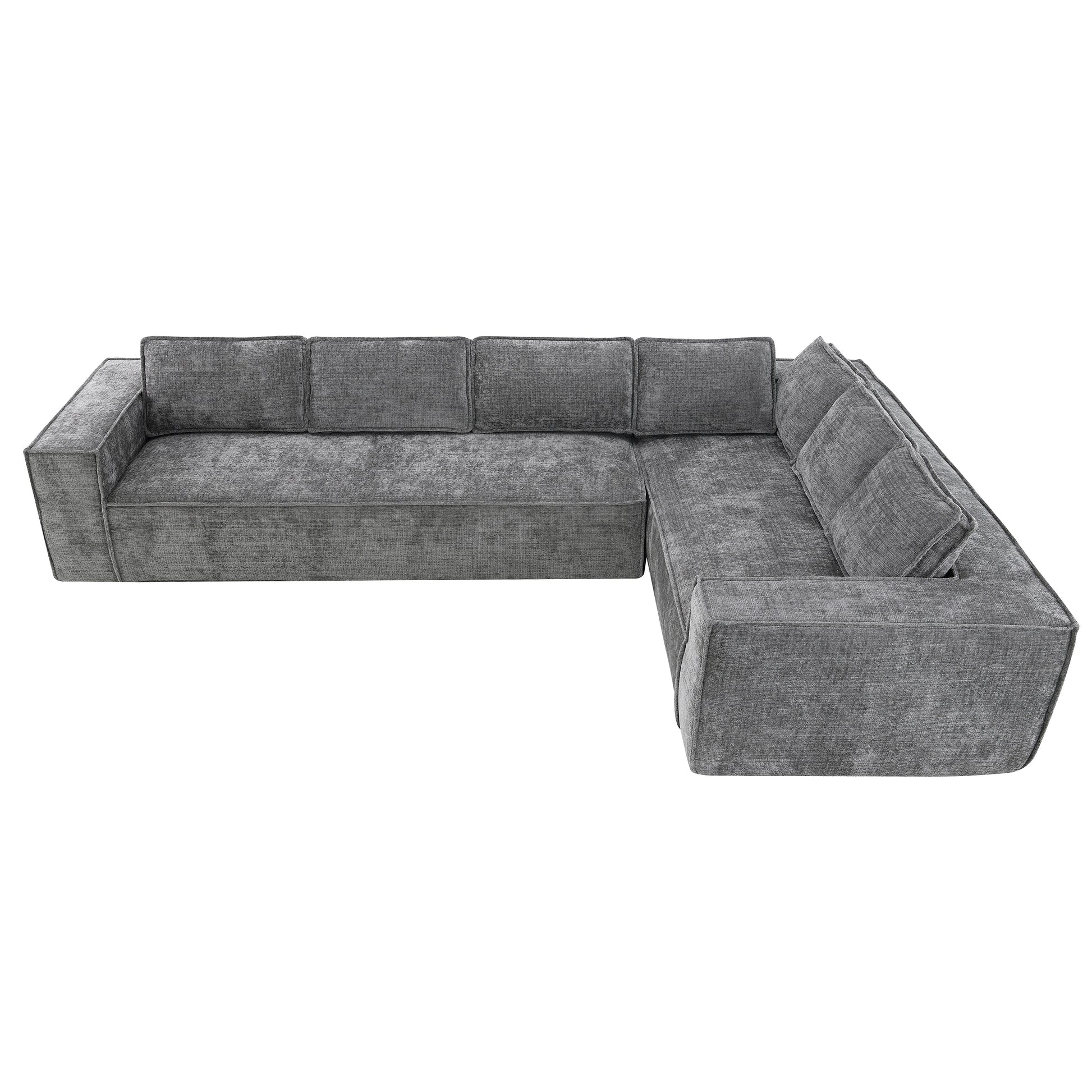 [VIDEO+New]129.5" Minimalist Style Modular Sectional Sofa,6 Seat Wrinkle-resistant Chenille Couch Set,2 PC Free Combination,Modern L-Shaped Cloud Sofa Set for Living Room,No Assembly Require,3 Colors image 11