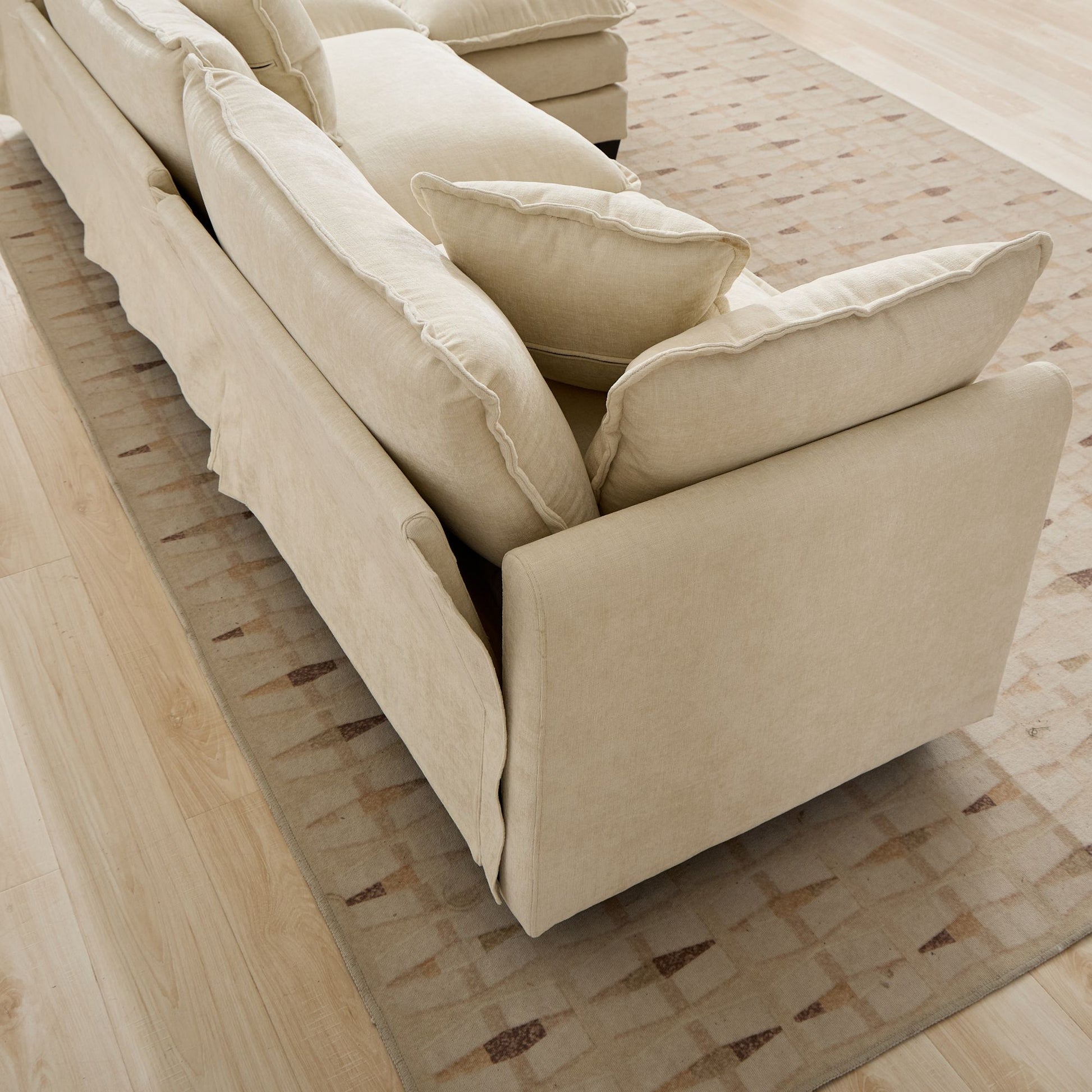 Cloud Sofa two Seats (the cushion on the armrest not included), Modern Sectional Couch, for Apartment, Comfy Double Layer Upholstered Seat Cushion, Breathable Chenille Fabric, Beige,SW504ABG image 4