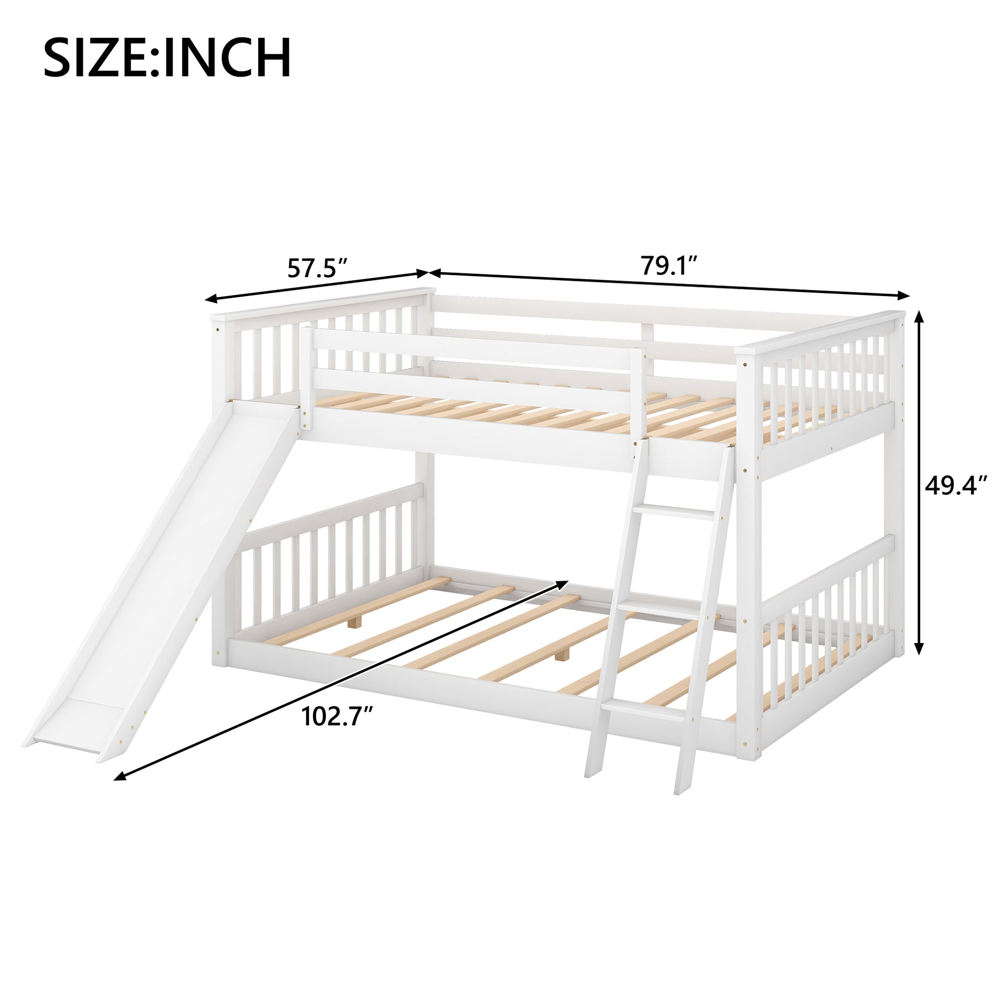 Full over Full Bunk Bed with Convertible Slide and Ladder, White(Old SKU: GX000708AAK) image 5