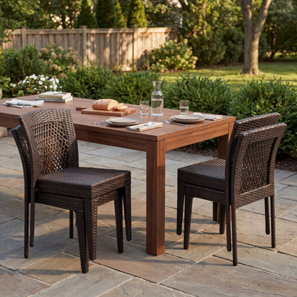 Outdoor Dining Chairs Set of 4, Stackable Chairs with UV-Resistant PE Rattan and Steel Frame, for Patio, Garden, Balcony, Supports 400lbs image 2