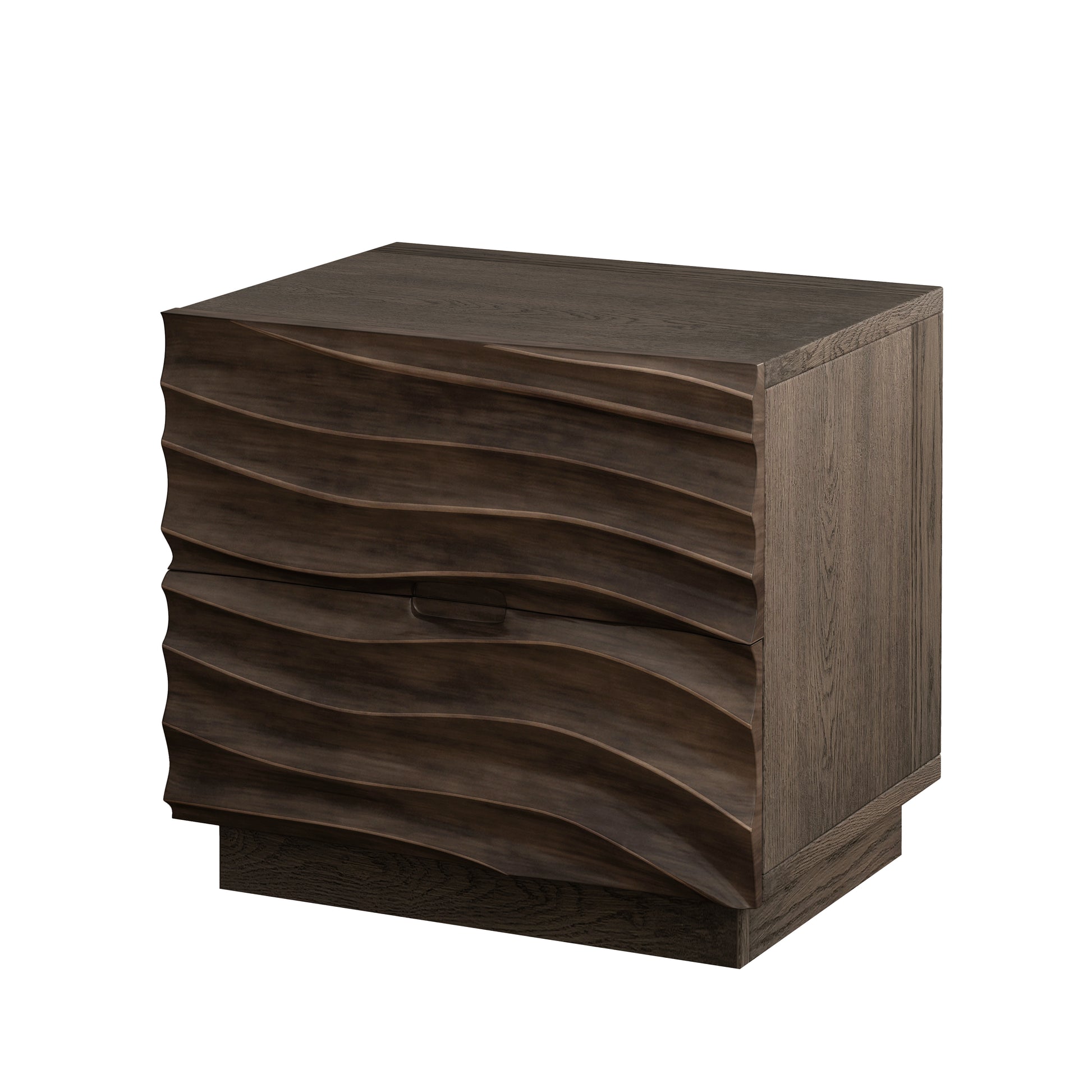 Solid Wood Nightstands, Bedside Table with 2 Drawers, No Handles, Sofa End Table for Living Room, Bedrooms,Brown image 8