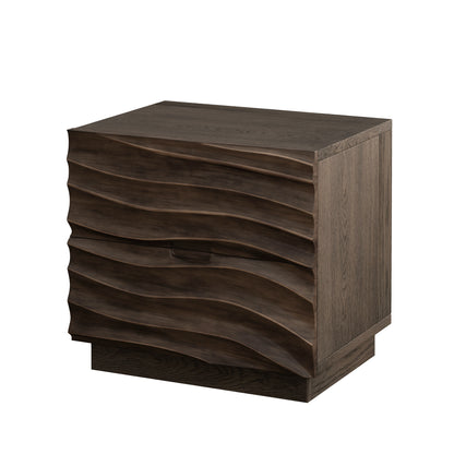 Solid Wood Nightstands, Bedside Table with 2 Drawers, No Handles, Sofa End Table for Living Room, Bedrooms,Brown image 8