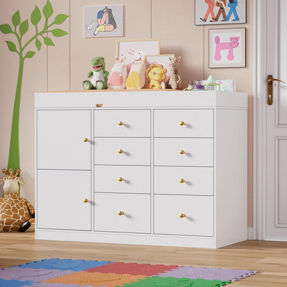 Baby Classic Nursery Dresser with 8 Drawers and 2 Cabinet, Multi-Functional Baby Changing Table, Diaper Changing Station for Children's Room image 2