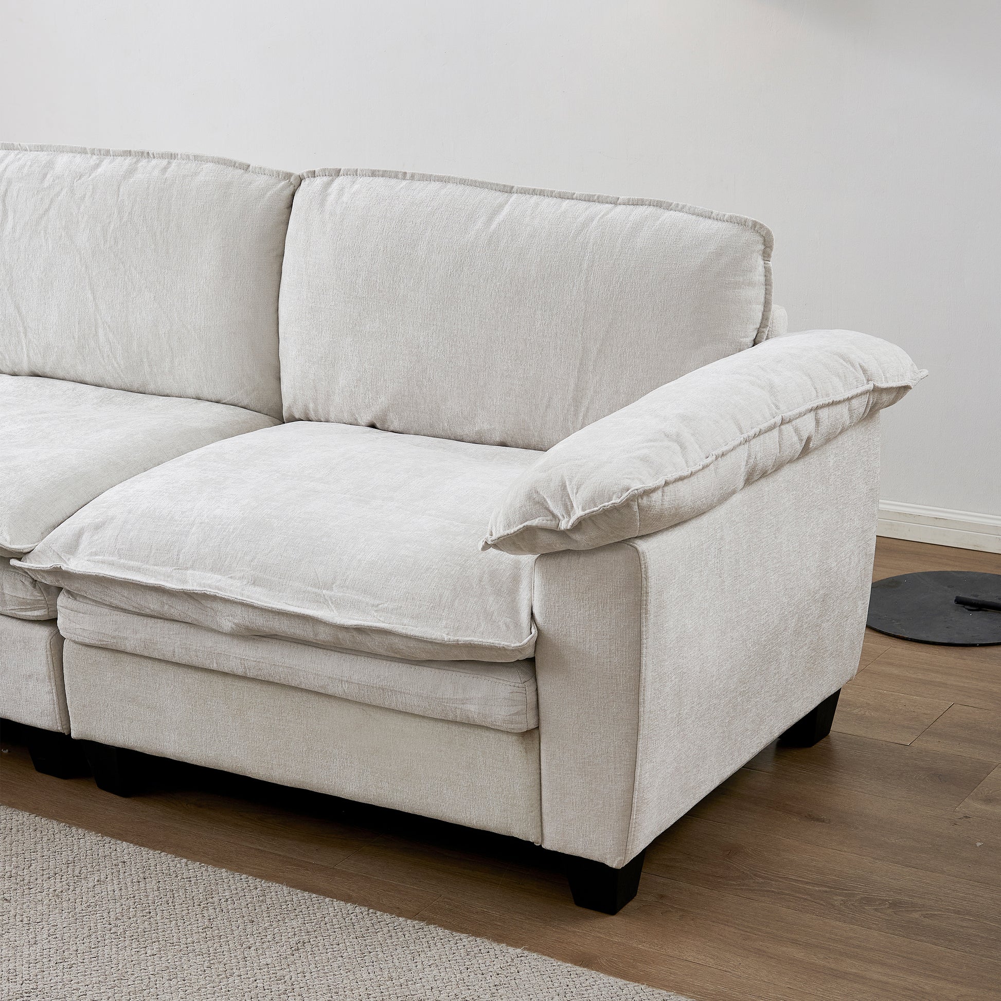 Living Room Furniture Big Loveseat Luxury Couch with Soft Chenille Upholstered Sofa Beige image 5