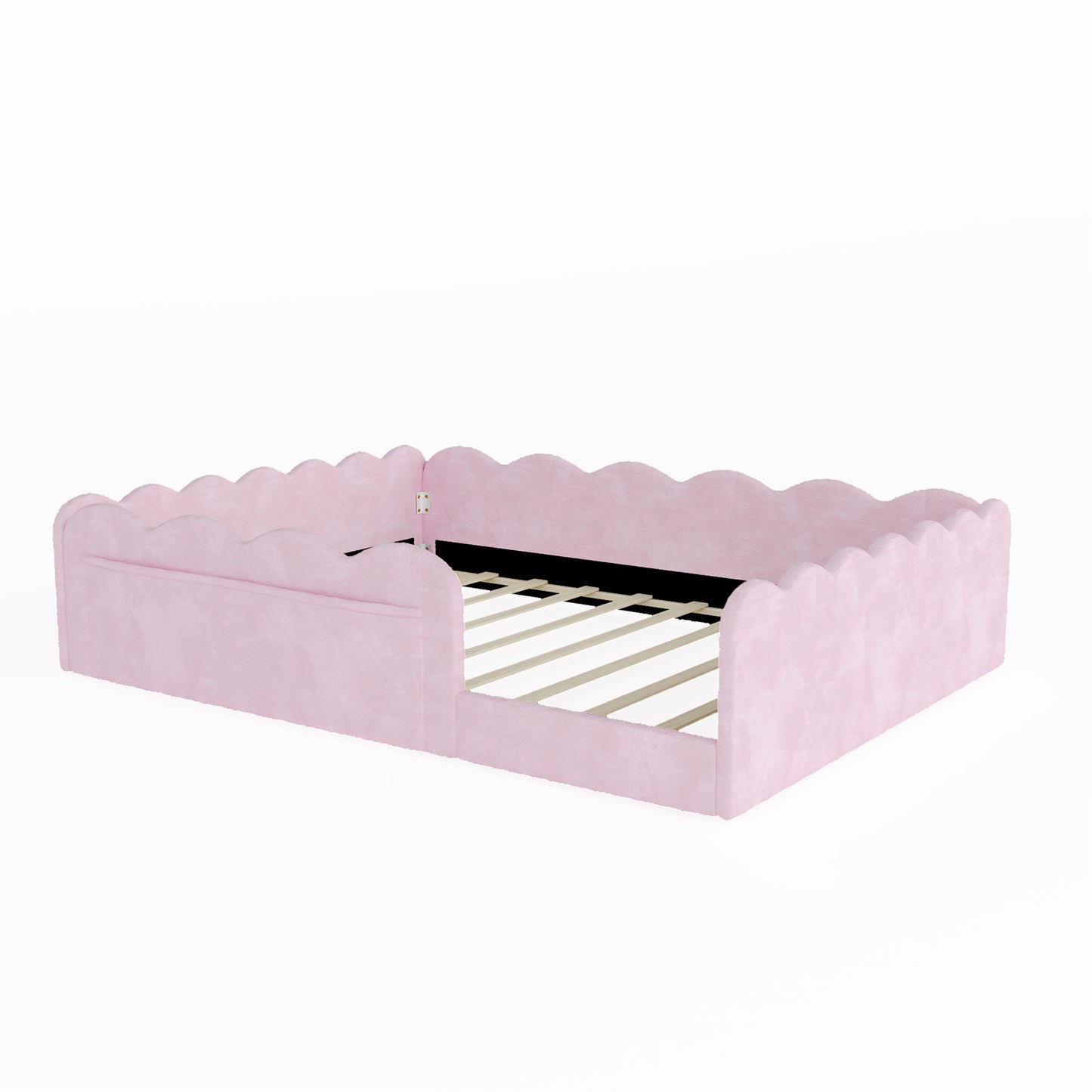 Full Size Upholstered Floor Bed, Pink image 5