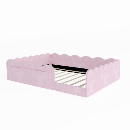 Full Size Upholstered Floor Bed, Pink image 5