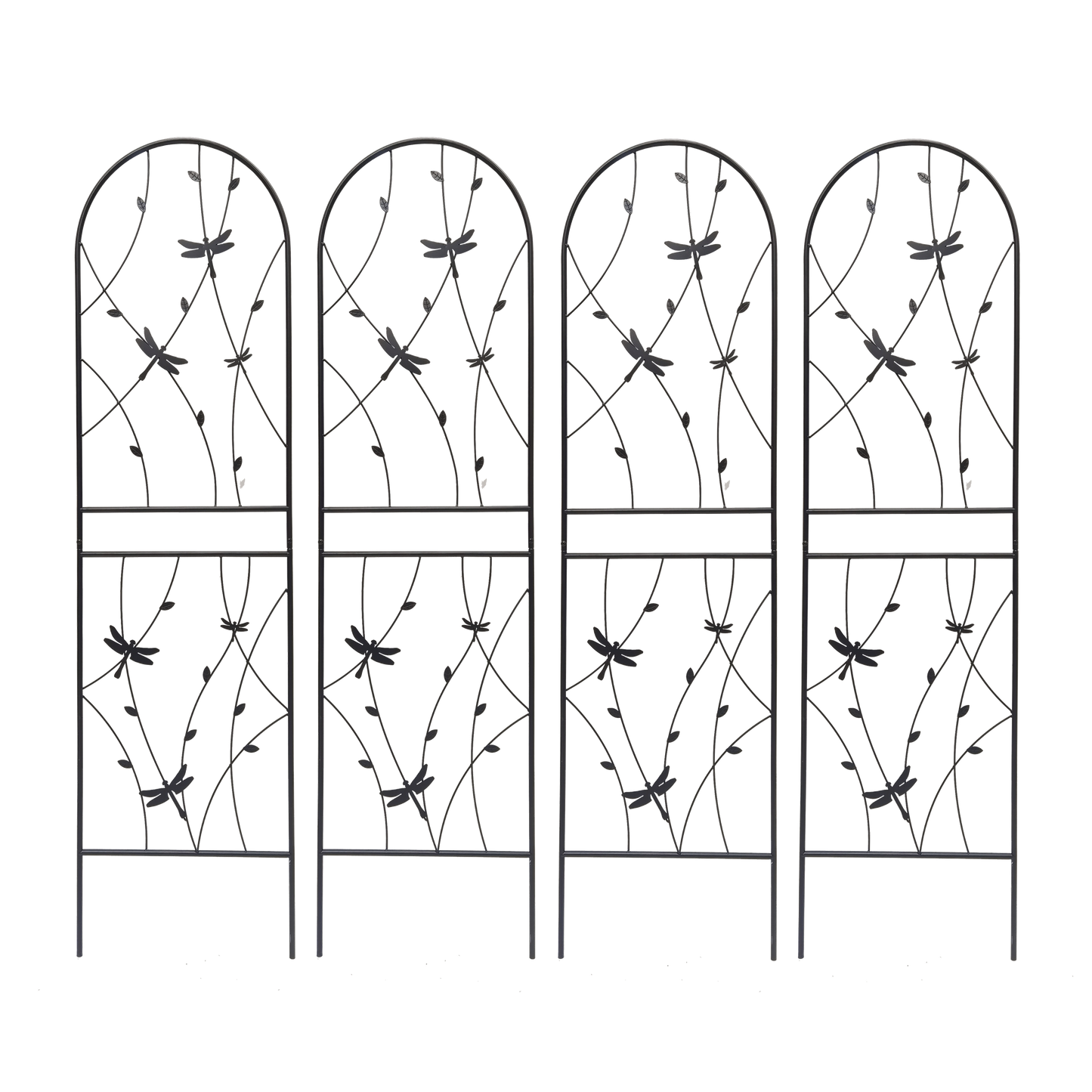 4 Pack Metal Garden Trellis 71" x 19.7" Rustproof Trellis for Climbing Plants Outdoor Flower Support Dragonfly Deco Black image 2