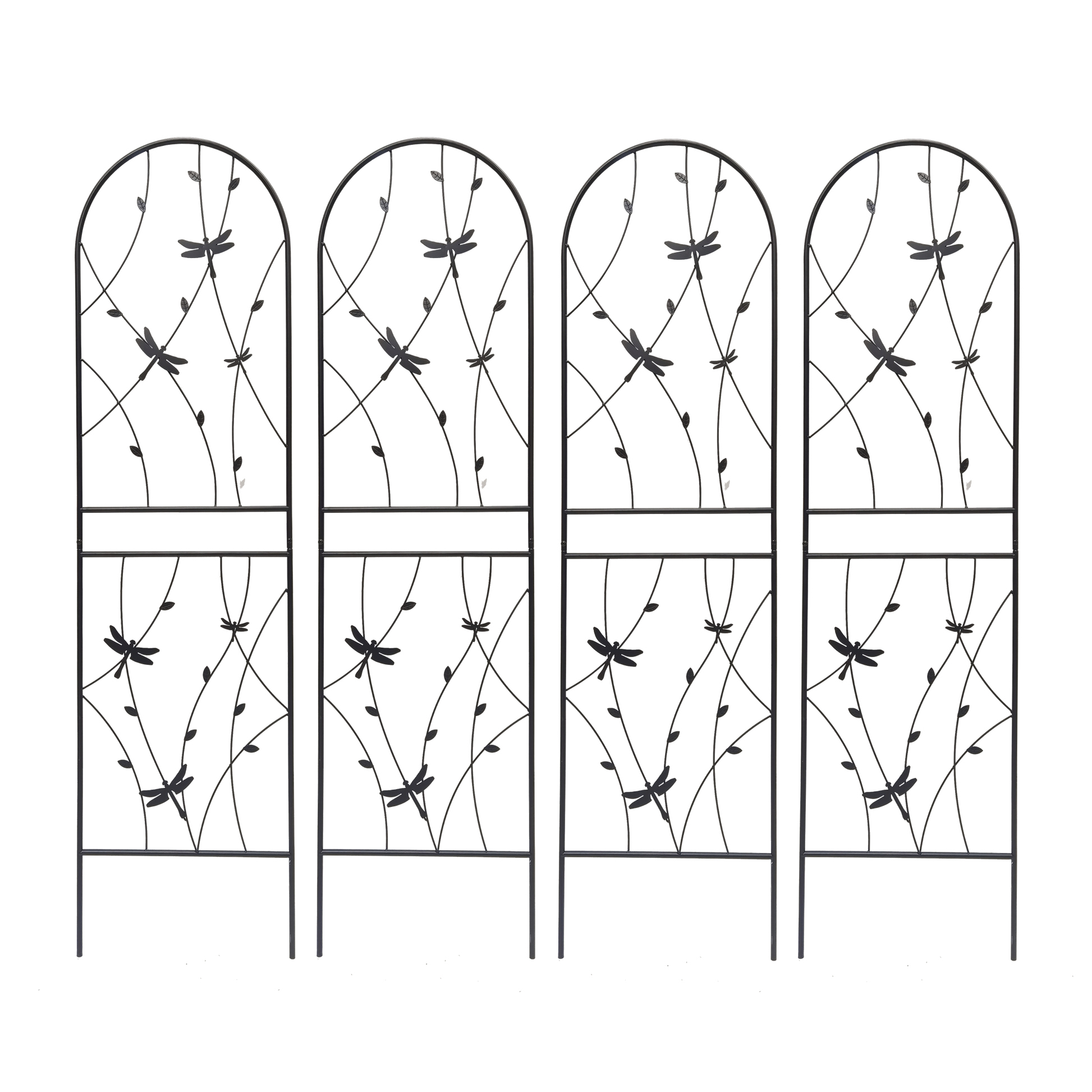 4 Pack Metal Garden Trellis 71" x 19.7" Rustproof Trellis for Climbing Plants Outdoor Flower Support Dragonfly Deco Black image 2