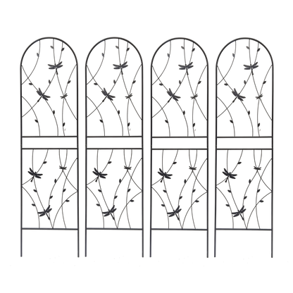 4 Pack Metal Garden Trellis 71" x 19.7" Rustproof Trellis for Climbing Plants Outdoor Flower Support Dragonfly Deco Black image 2