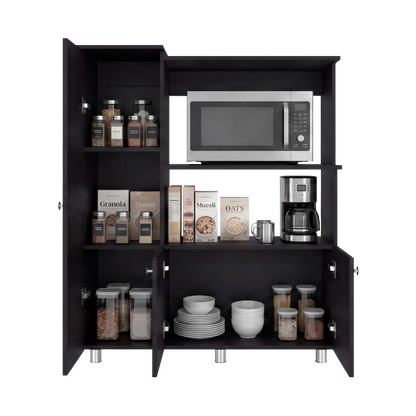 Opulence Line Multystorage Pantry Cabinet Dark Brown Modern Kitchen Storage Organizer with Multi-Shelf Design and Compact Functional Layout image 2