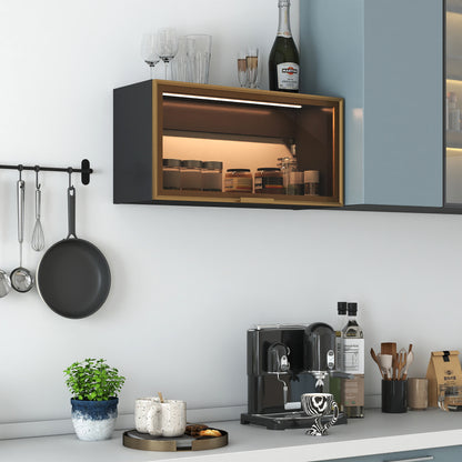 Large-Capacity Spice Rack Wall Mounted Storage Cabinet, Black Hanging Kitchen Pantry with Up-Flip Door, for Kitchen, Dining Room All Occasion image 3