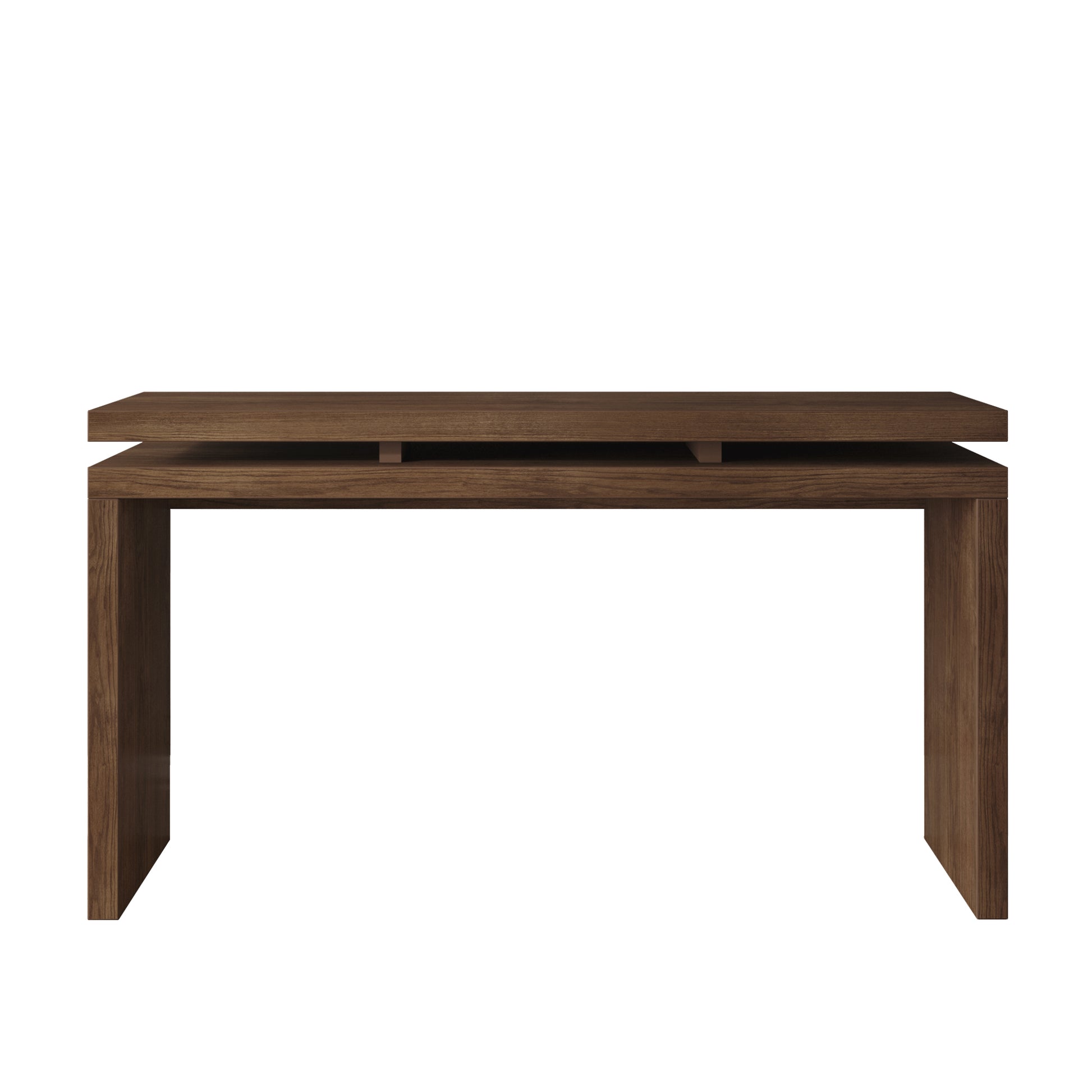 60'' Antique Brown Farmhouse Console Table - Retro Wooden Entryway Table with Double Board Suspension Design, Solid Wood & MDF, Sofa Table for Living Room image 11