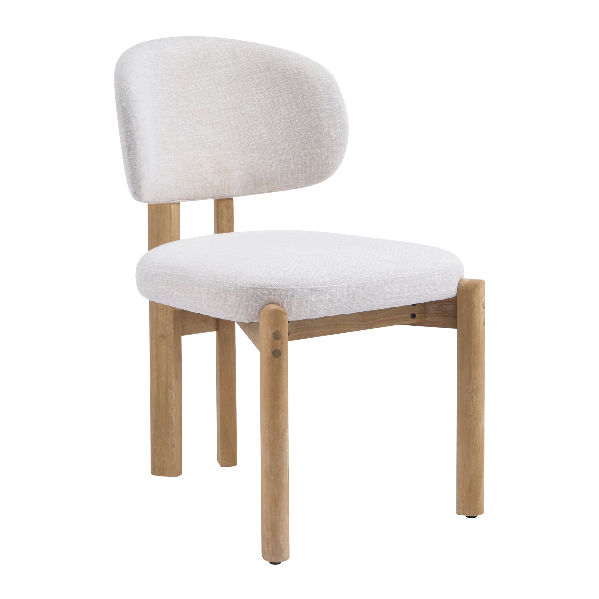 Beige Upholstered Scandinavian Natural Finished Frame Dining Chairs (Set of 2) image 6