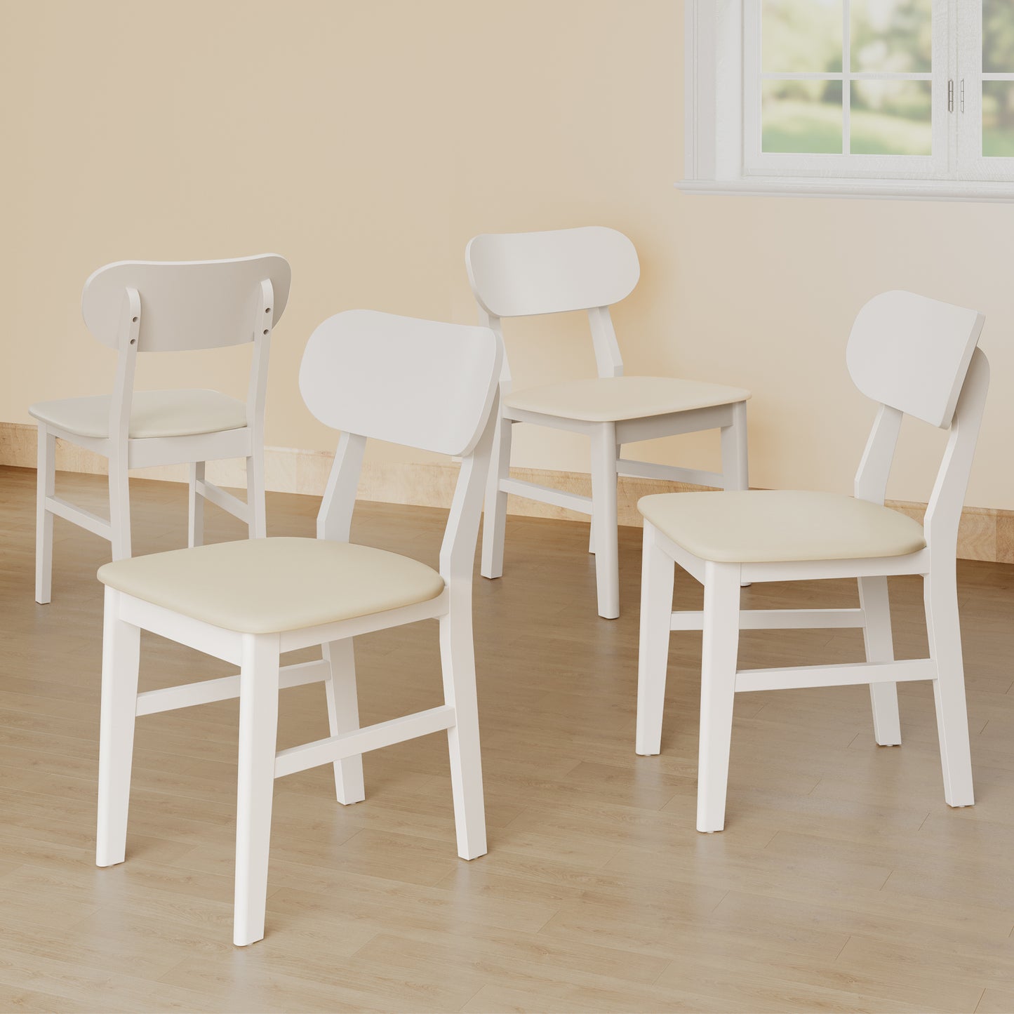 Farmhouse Dining Chairs Set of 2, Modern Faux Leather Upholstered Kitchen&Dining Room Chairs, Side Seating for Kitchen, Dining Room, Living Room, Home Office, Terrace, Courtyard, 350LBS Capacity, Whit image 9