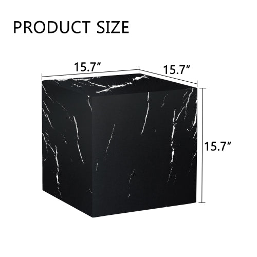 Cube Side Table with Elegant Black Marble Grain MDF Panel, Luxury Modern Accent Furniture, Stylish Geometric End Table Fit for All Kinds of Indoor Spaces.W1151P227822 image 4