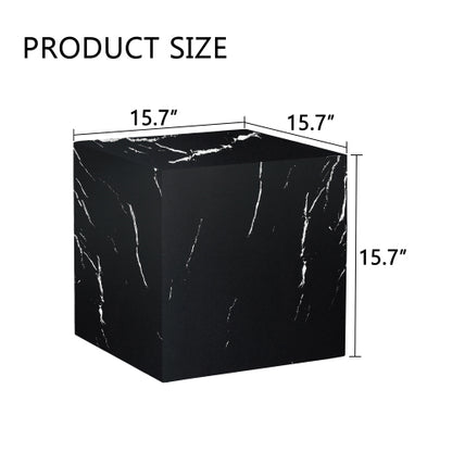 Cube Side Table with Elegant Black Marble Grain MDF Panel, Luxury Modern Accent Furniture, Stylish Geometric End Table Fit for All Kinds of Indoor Spaces.W1151P227822 image 4