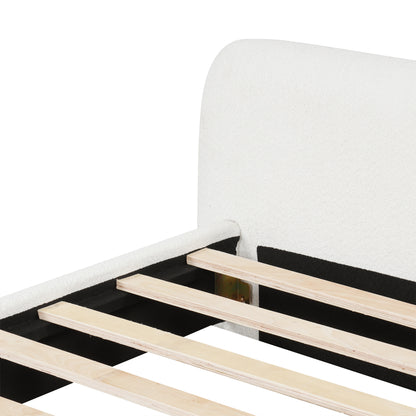 [Cozy White Bouce Upholstered Bed[ - A Dreamy Addition to Your Bedroom, QUEEN image 5