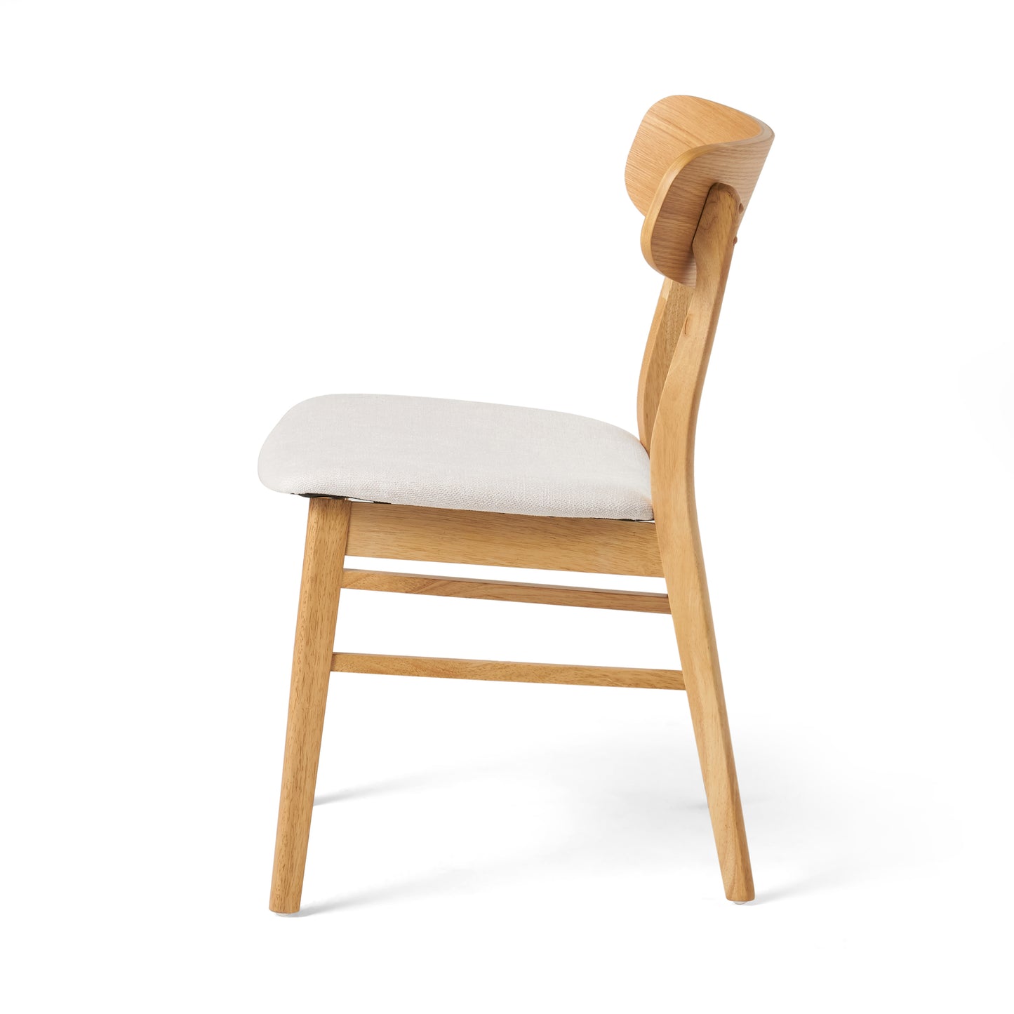 [Video] Set of 2 Dining Chairs - Fabric Cushioned Seat, Solid Rubberwood Legs, Light Beige (same sku: 58925.00LBE) image 10