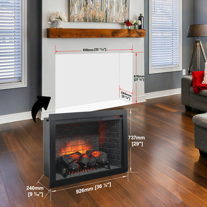 33 inch Infrared Electric Fireplace with Removable Trim kit Insert, Touch Panel Home Decor Heater image 11