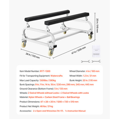 Watercraft PWC Dolly Boat 1300 lbs Load Capacity Jet Ski Stand Storage Cart image 5