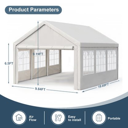 10'x20' Carport Car Canopy Party Tent Outdoor Gazebo with Removable Sidewalls Outdoor Gazebo Commercial Tents for Parties Wedding BBQ image 5