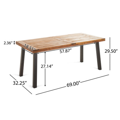 Outdoor Dining Set – Premium Acacia Wood Della Table & Wicker Chairs with Cream Cushion for Comfortable Dining Experience,Suitable for large gatherings(1 Table + 6 Chairs) image 2