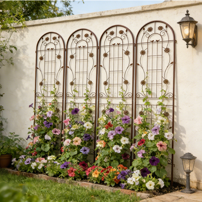 2 Pack Metal Garden Trellis 86.7" x 19.7" Rustproof Trellis for Climbing Plants Outdoor Flower Support Brown image 4