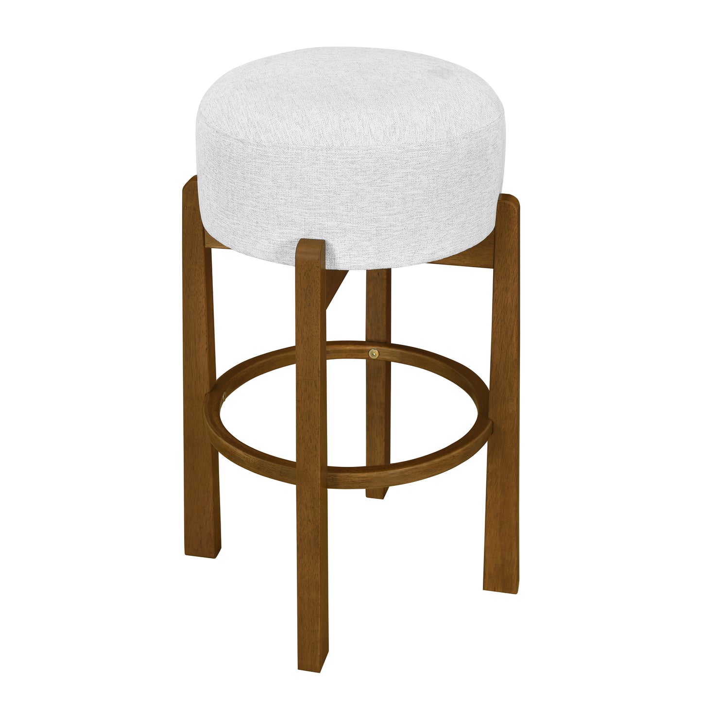 Vera Indoor Wooden Upholstered Barstool, Dark Walnut Finish and Ivory Upholstery, Set of 2 image 6