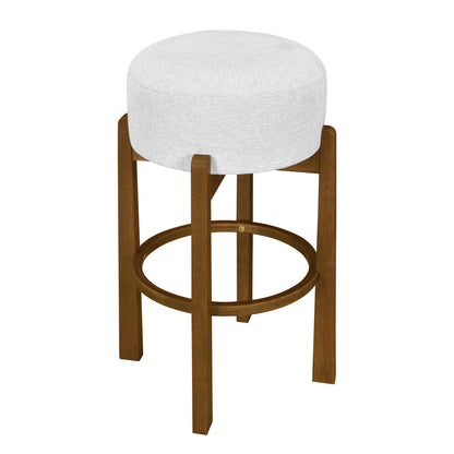Vera Indoor Wooden Upholstered Barstool, Dark Walnut Finish and Ivory Upholstery, Set of 2 image 6