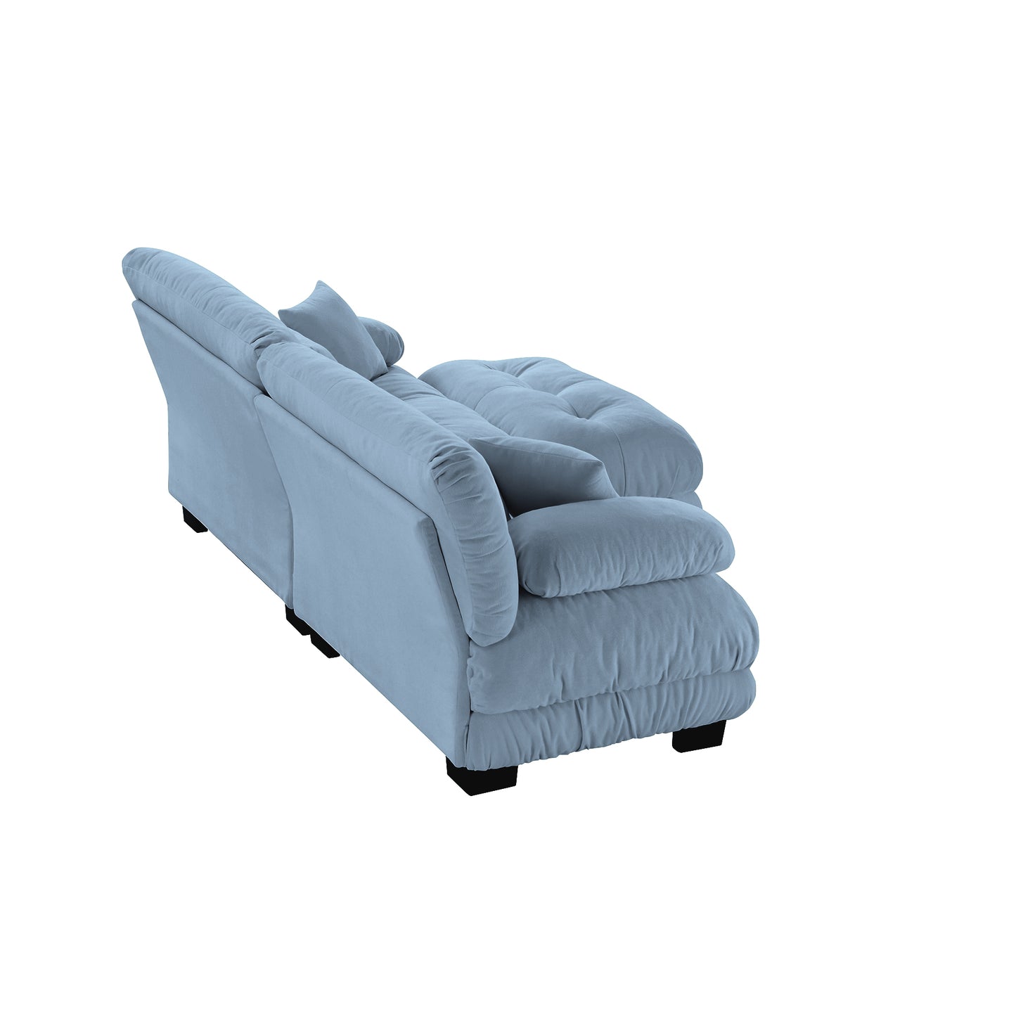 Cloud Couch Sectional Sofa for Living Room, Chenille 2 Seater Sofa with 2 Lumbar pillows and 2 throw pillows, Upholstered Wide Arm Sofa with Convertible Ottoman,Chenille Blue image 12