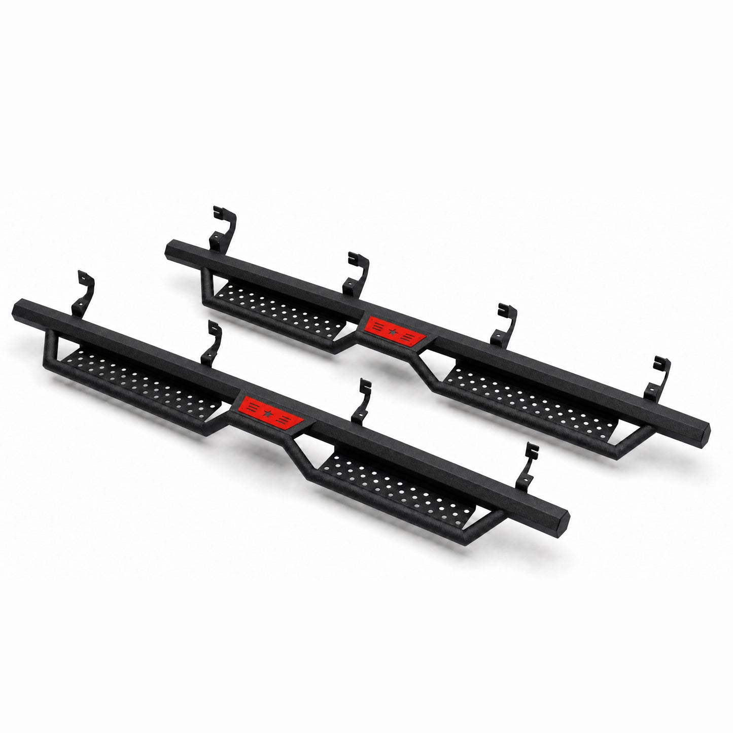 6" Running Boards For 2019-2026 Chevy Silverado 1500 Crew Cab, 2020-2026 Silverado/Sierra 2500HD 3500HD Crew Cab, Two Stairs Design Nerf Bars Step Bars Hexagonal style image 3