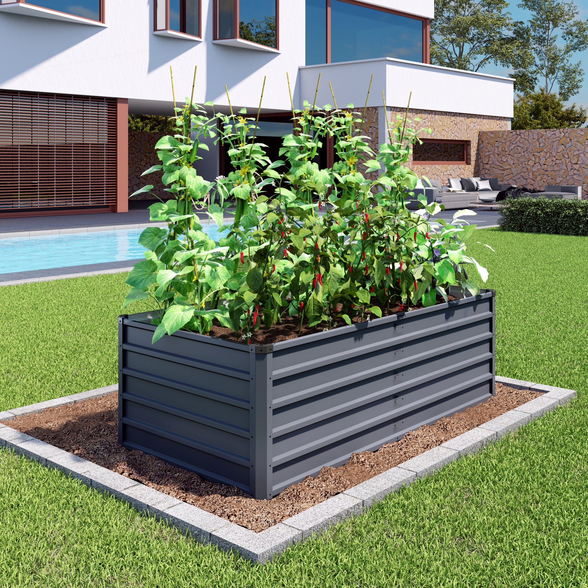 6x3x2ft 2pcs Large Raised Garden Bed Kit, Grey Rectangular Galvanized Metal Outdoor Garden Bed, Planter Raised Garden Boxes Outdoor Garden Beds for Growing Plants, Vegetables and Flowers. image 12