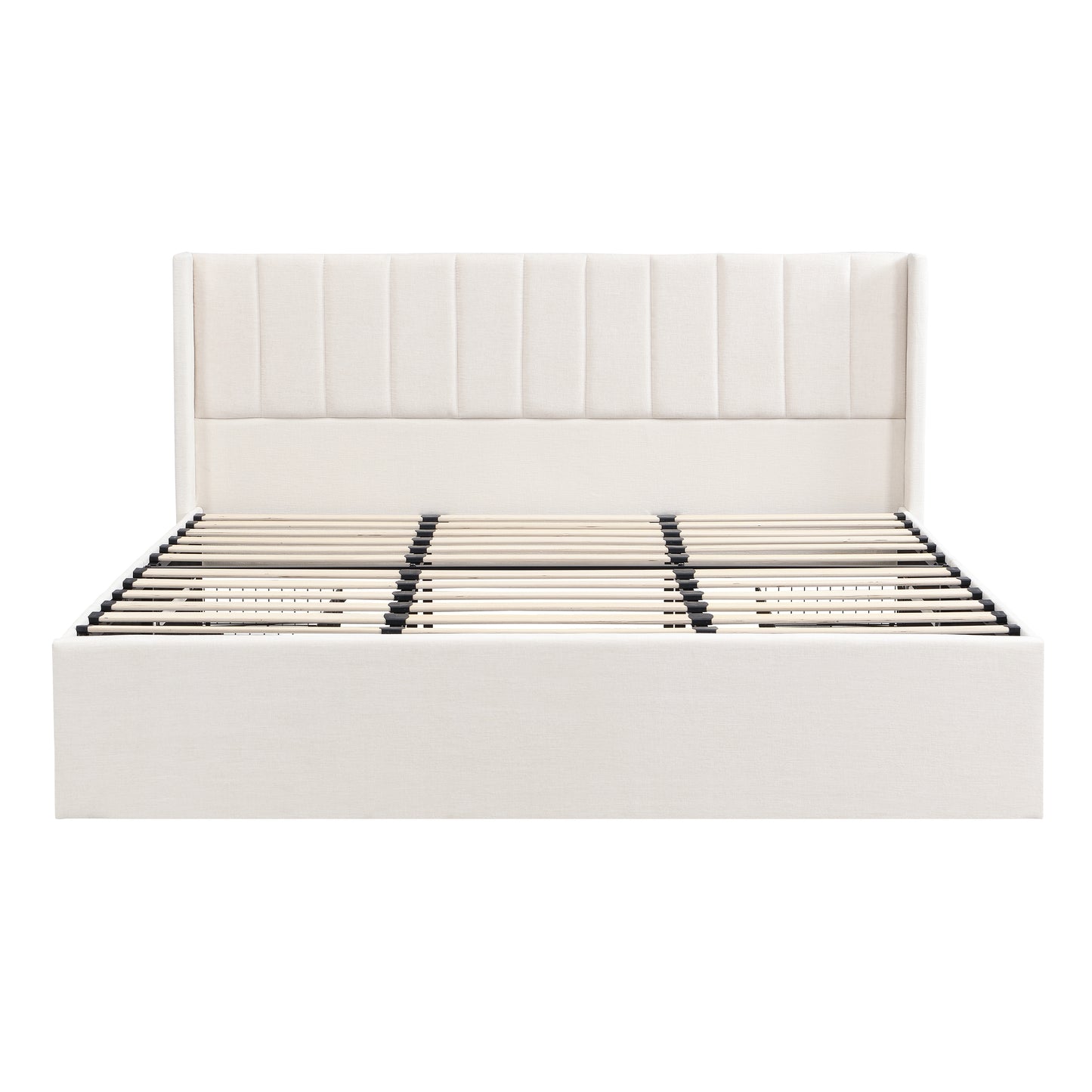 Large-capacity upholstered storage bed with drawers,Beige,King image 9
