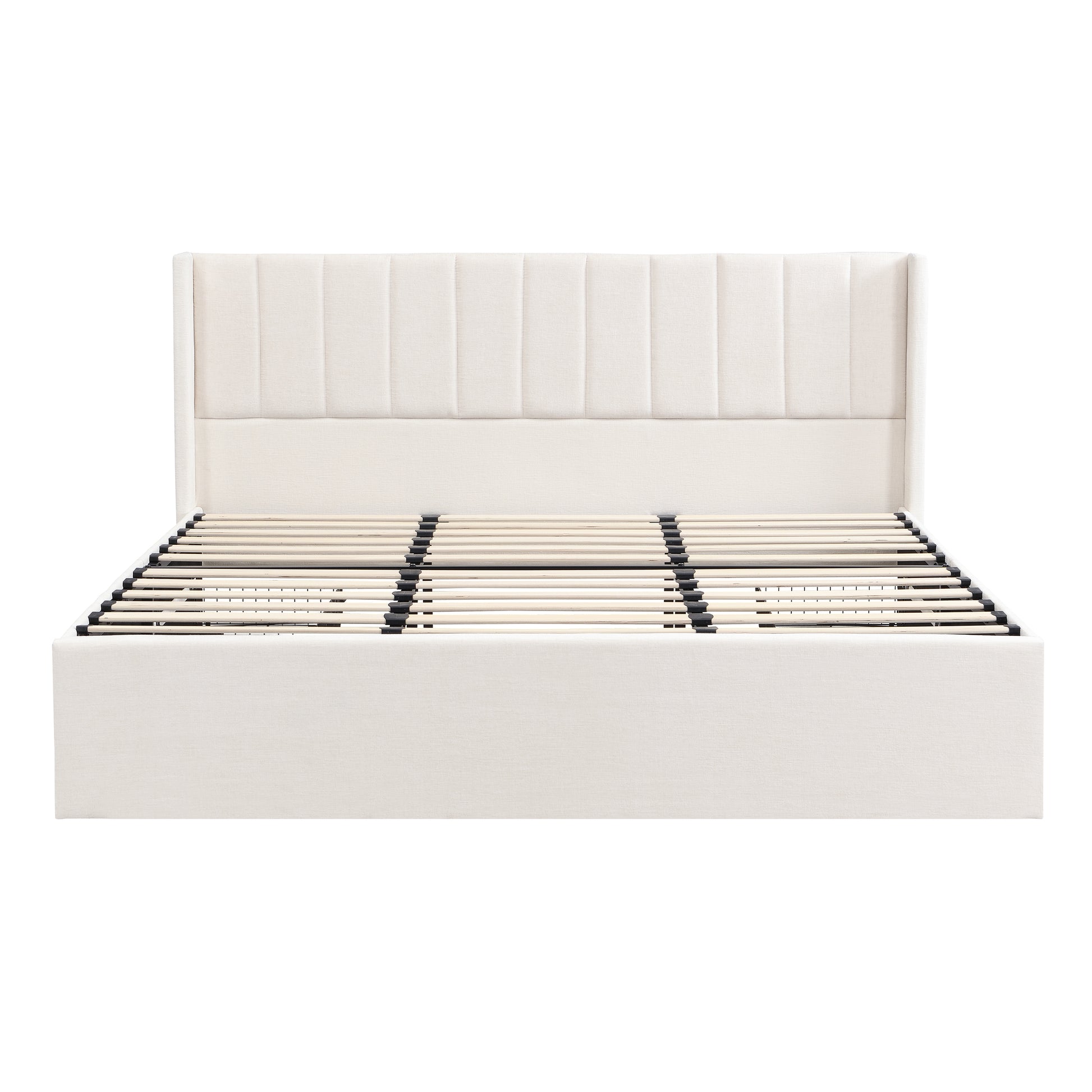 Large-capacity upholstered storage bed with drawers,Beige,King image 9