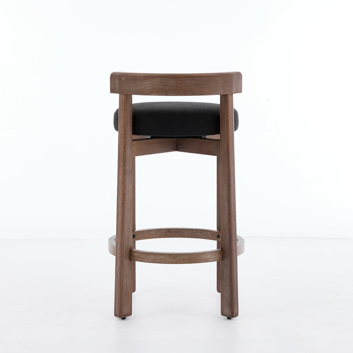 Set of 2 Swivel Counter Stools,Mid-Century Modern Bar Stools with Back,26 Inch Seat Height,Solid Wood Frame,Soft Linen Upholstered Bar Chairs with Footrest,Ideal for Kitchen Island,Black,SW1882BK image 7