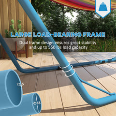 Outsunny Hammock Stand for 2 Person, Portable Adjustable Steel Frame Hammock Stand with Weather Resistant Finish, for 9-14ft Hammocks, 10.3', 550 lbs. Capacity, Blue