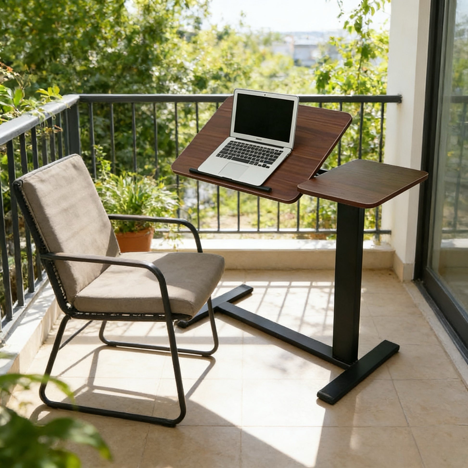 Mobile Adiustable Standing Desk, Walnut Color image 5