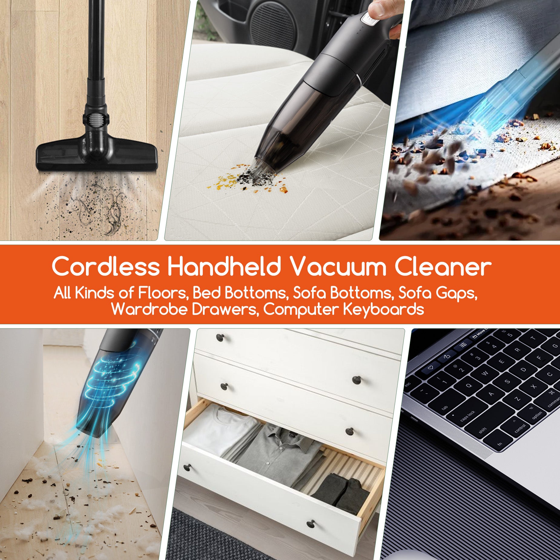 Cordless Stick/Handheld Vacuum Cleaner, 10-17Kpa 2-Level Powerful Suction,Fast Charging-Use Durable,Latest Household Vacuum Cleaners for Cleaning Flooring, Carpets, Sofas, Car Seat,Hair and Dust image 5