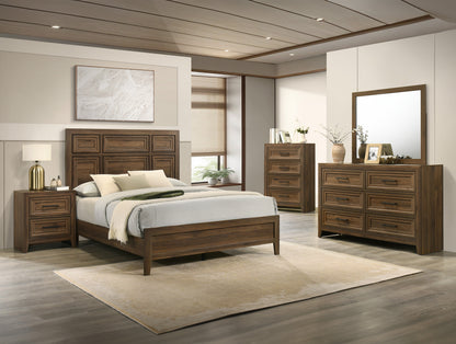 1pc Contemporary Four Drawer Chest Geometric Design Brown Finish Wooden Furniture image 6