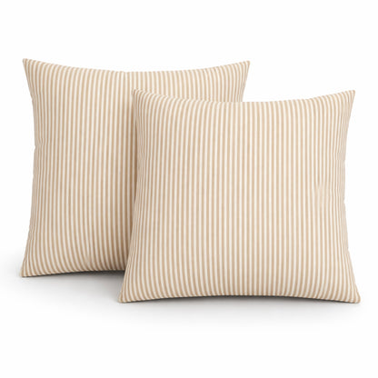 6 Pack Outdoor Pillow Covers ONLY 18x18 Inch, Water-Repellent Decorative Cushion Covers for Patio Furniture, Garden, Porch, Balcony and Outdoor-Beige Cabana Striped image 9